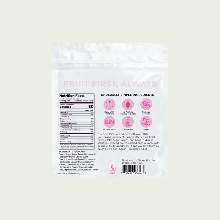 Simply Gum Peach & Raspberry Fruit Bites