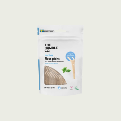 The Humble Co Mint Dental Grip Floss Picks (angled floss head)