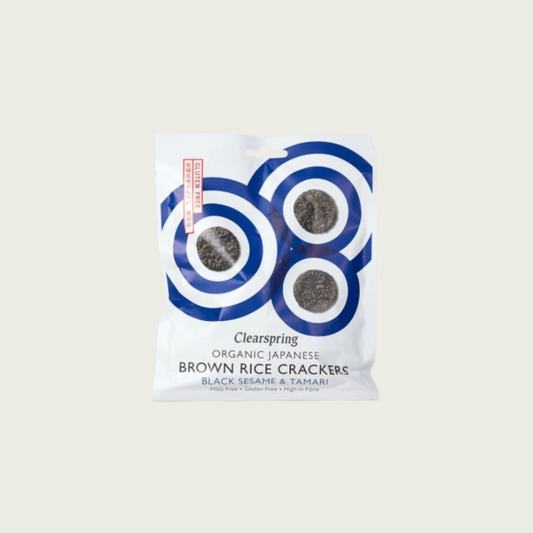 Clearspring Organic Japanese Brown Rice Crackers, Black Sesame & Tamari