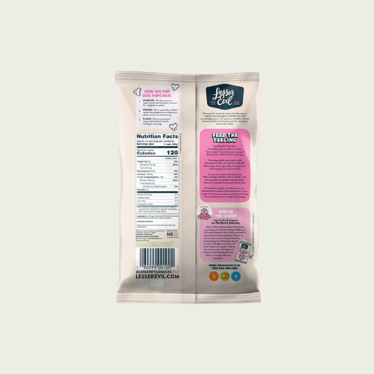 LesserEvil Organic Himalayan Pink Salt Popcorn